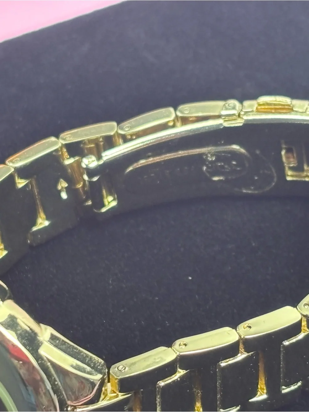 Mark Naimer Men’s Watch Purple Iridescent Dial Gold Tone Bracelet Roman Numerals